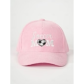 abordables Partido de Fútbol Mundial 2026-Gorra de béisbol bordada para mamá futbolera: gorra vintage ajustable de pana con forma de corazón para papá con abertura para cola de caballo para partidos de fútbol de verano, gorra deportiva informal para exteriores.