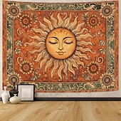 Недорогие Настенные гобелены-Винтажный гобелен с изображением небесного солнца, подсолнуха, знаков зодиака, астрологии, гороскопа, изысканное цветочное панно, эстетичный декор комнаты, спальни, гостиной.