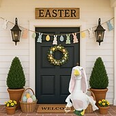 cheap Porch Goose Outfits-Easter Porch Goose Outfit, Goose Clothes for 23-25" Concrete Garden Goose Statue, Spring Summer Outdoor Yard Decor Accessories, Outfit Only, Goose Not Included