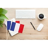 levne Světový fotbalový zápas 2026-25balení malých francouzských vlaječek, ruční mini francouzská vlajka na tyčce, 5x8 palců, na letní mistrovství světa ve fotbale, sportovní akce, párty dekorace, fandění fanoušků