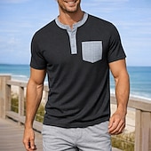 economico T-shirt e Canottiere da Corsa-Per uomo Blocco di colori T-shirt da corsa Maglia a compressione Maglia atletica Sport in alto Estate Tasche Manica Corta Traspirante Allenamento in Palestra Corsa Jogging Fitness Nero Rosso Blu