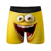 preiswerte Retro Vintage &amp; Ethik-Herren Cartoon Lächelndes Gesicht Gesichtsausdruck Dehnbare Boxershorts Badeshorts Boxer-Badeshorts Lustig Lässig Heim Strandurlaub Elastischer Bund Feuchtigkeitsableitend Atmungsaktive Unterwäsche