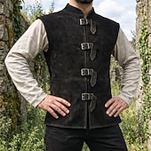 preiswerte Oberteile-Mittelalterlich Renaissance Weste Ritter Wikinger Barbar Einfarbig Kostüm Herren Vikinger Seeräuber Halloween Karneval Leistung LARP Renaissance-Messe Erwachsene Weste