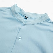 economico Classico-Per uomo Camicia Camicia Estiva Abbigliamento da spiaggia Camicia con colletto alla coreana Camicia con Bottoni Semplice Casuale Quotidiano Blu Nero Bianco Rosa Manica Lunga Collo alla coreana