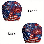 abordables 250º Aniversario-2 fundas para reposacabezas de coche con diseño de bandera estadounidense, con estampado de estrellas y rayas rojas, blancas y azules, ajuste universal, fácil de limpiar, suave y cómoda, ideal para
