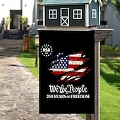 halpa 250. vuosipäivä-2 kpl 250-vuotisjuhlavuotta esittelevä Yhdysvaltain lippu, kaksipuolinen, ulkokäyttöön tarkoitettu isänmaallinen puutarhalippu Vapaudenpatsaalla, 4. heinäkuuta -koristeet Yhdysvaltain 250-vuotisjuhlaan, USA 250 -aiheiset tuotteet, muisto 1776-2026