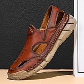 voordelige Casual sandalen-Casual loafers voor heren van imitatieleer – ademende instapschoenen voor de zomer met een open design, een lichtgewicht flexibele zool, ideaal voor dagelijks gebruik, reizen en buitenactiviteiten.