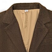  Herren Tweed Fischgrät Blazer Retro Vintage Jacke Winter Regular Übergröße Einreihig Zwei Knöpfe Braun Schwarz Blau