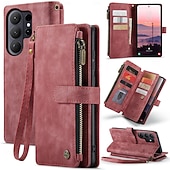 abordables 2026 Samsung Galaxy S26 Serie-teléfono Funda Para Samsung galaxia S26 S26 Ultra Plus Tarjetas billetera con Soporte con correa de muñeca Ranura para tarjetas Retro TPU Cuero de PU
