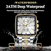 preiswerte Quarz-Uhren-866 brandneue quadratische Herrenuhr aus Edelstahl, multifunktional, mit Leuchtzeigern, wasserdicht, Business-Quarzuhr