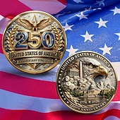  アメリカ建国250周年記念硬貨（1776-2026年）、アメリカ独立記念品、愛国的な鷲と星のデザイン、100周年記念ギフト