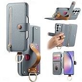 abordables 2026 Samsung Galaxy S26 Serie-teléfono Funda Para Samsung galaxia S26 S26 Plus S26 Ultra Tarjetas billetera Gire la tapa Cremallera con correa de muñeca Caballete Retro TPU Cuero de PU