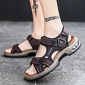 cheap Vacation Sandals-Men's Brown Outdoor Sandals – Adjustable Strap Summer Shoes, Breathable Comfort, Hiking, Beach &amp; Travel Wear