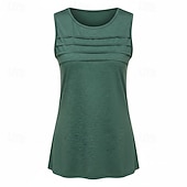 preiswerte Einfacher Tank-Mehrfachpackungen 3er-Pack Weiblich Rundhals Ärmellos schwarz+weiß+grün Tanktop Weste Ärmelloses Shirt Einfarbig Lässig Täglich Polyester Sommer