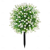 baratos Flor artificial-Estaca de flor artificial de 56 cm (22 polegadas) para decoração de jardim com camélias multicoloridas. &amp;Decoração de jardim em plástico resistente que não desbota, para todas as estações.