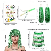 cheap World Soccer Match 2026-5pcs/set Soccer Summer Global Match Fan Gear Set, Wig Hat with Handheld Cheer Pom Poms, Football Fan Costume Accessories for Game Day Party Sports Events