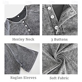 voordelige Vintage en retro-Voor heren Grafisch Roer Katoenen shirt Henley Top Acid Wash-shirt Korte mouw Vintage Ontwerper Casual Casual Dagelijks Buiten Lente zomer Zomer Lente Licht Blauw Paars Grijs Henley Henley-T-shirt