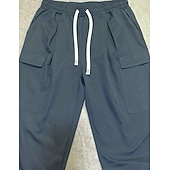 cheap Casual Pants-Men's Trousers Casual Pants Drawstring Pocket Plain Comfort Breathable Full Length Home Outdoor Streetwear Vacation Fashion Blue Khaki Inelastic