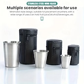 abordables Utensilios de cocina y gadgets-Juego de 5 vasos de acero inoxidable, vasos de vino portátiles con estuche de cuero, diseño en forma de bala, ideales para acampar, bares y restaurantes, duraderos y apilables, disponibles en