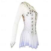 cheap Figure Skating Dresses-Figure Skating Dress Girls' Ice Skating Dress Violet White Yellow Patchwork Thumbhole Stretchy Training Competition Skating Wear Classic Crystal / Rhinestone Long Sleeve Ice Skating Figure Skating