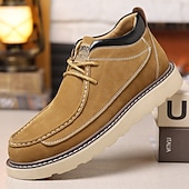 abordables Zapatos Informales con Cordones-Mocasines casuales de gamuza color camel para hombre, con cordones, cómodos para caminar, ligeros, con puntera mocasín, ideales para uso diario, viajes, conducir, la oficina, el tiempo libre de fin de semana y looks casuales elegantes.