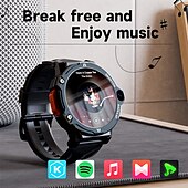 baratos Smartwatch-Relógio inteligente Lokmat Appllp 6 Pro de 1,54 polegadas com 4G LTE, pedômetro, lembrete de chamadas, monitor de sono, compatível com Android e iOS, unissex, GPS, chamadas em modo mãos-livres, controle de mídia, IPX-4, 51 mm.