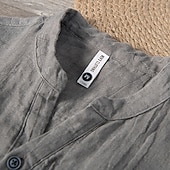abordables Clásico-Hombre Camisa Camisa de lino Camisa de manga corta Camisa de verano Ropa de playa Henley Shirt Plano Casual Vacaciones Blanco Caqui Gris Manga Corta Henley Verano Primavera Ropa