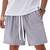 levne Neformální kraťasy-SoftFade™ Pánské šortky 100% bavlněné Casual šortky Kyselinově wash šortky Kapsa Elastický pas Praný Komfort Prodyšné Délka po kolena Casual Outdoor Pláž Dovolená Móda Námořnická modrá Červená