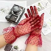 cheap Gloves-Women's Lace Gloves Outdoor Wedding Holiday Round Dots Polyester Retro Bridal Gloves 1 Pair