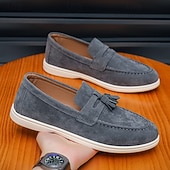baratos Mocassins casuais-Mocassins masculinos de camurça com borla – sapatos clássicos de verão, sem cadarço, com sola macia e flexível, leves e estilosos, ideais para uso casual, viagens e lazer ao ar livre.