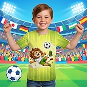 preiswerte Jungen 3D Sport &amp; Spiel-Jungen 3D Grafik Löwe Fußball T-Shirt Kurzarm 3D-Druck Sommer Frühling Sport Mode Streetwear Kinder 4-12 Jahre Rundhalsausschnitt Lässig Täglich Outdoor Normale Passform