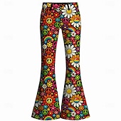 voordelige Botten-Retro Vintage Boho 1970s Pants Bell Bottom Pants Hippie Disco High Waist Floral Peace Symbols Fancy Dress Women's Halloween Carnival Music Festival Retro Theme Party Adults' Pants