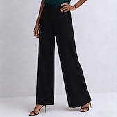 preiswerte Gerade geschnittene Hose-Damen Hose Freizeithose Sommerhose Elegant Mode Alltagstauglich Volle Länge Hohe Taille Einfarbig Einfach Reißverschluss Gerader Schnitt Komfort Leicht Weich Unelastisch Täglich Streetwear Arbeit