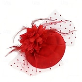 cheap Fascinators-Fascinators Feather Fabric Wedding Birthday Elegant Vintage Cute With Feather Floral Headpiece Headwear