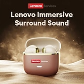 ieftine Căști Wireless-Căști intraauriculare Lenovo, căști cu cip Bluetooth 6.0 și carcasă de încărcare, 30 de ore de redare, audio spațial captivant la 360° cu sunet panoramic 3D, căști intraauriculare pentru jocuri,