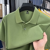 cheap Men's Classic Polo-Men's Polo Polo Shirts Casual Vacation Lapel Short Sleeve Fashion Modern Plain Buttons Plain Summer Spring Regular Fit Lake blue Black White Yellow Pink Red Polo