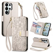 cheap 2026 Samsung Galaxy S26 Series-Phone Case For Samsung Galaxy S26 S26 Plus S26 Ultra Wallet Case Flip Cover with Stand Holder Zipper with Wrist Strap Tree Retro TPU PU Leather