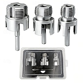 olcso fúrókészlet-3 db integrált belső &amp;külső csőmenetvágó szerszám, kettős funkciójú csőmenetvágó szerszám 1/2"-hoz &amp;3/4" &amp;1"-os PVC/műanyag csövekhez, elektromos fúróval kompatibilis csőmenetvágó készlet