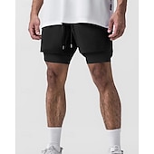 お買い得  ランニングショーツ-男性用 ランニングショーツ アスレチックショーツ ジムショーツ ドローストリング ポケット 2 イン 1 コンプレッションライナー付き ショートパンツ カジュアル 日常 アウトドア 夏 春 速乾性 ライトウェイト 吸汗性 ジムトレーニング 屋外 アスレチック レギュラー スポーツウェア アクティブウェア ブルー ブラック カモフラージュ