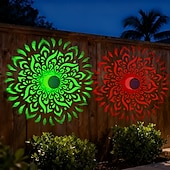 Недорогие Уличные светильники-2 шт. уличных солнечных настенных светильников с проекцией мандалы из полого металла, водонепроницаемость IP44, для украшения забора, лестницы, газона и дорожек, сада, двора, ландшафтного освещения
