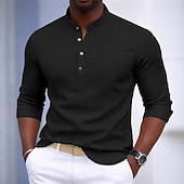 economico Camicie eleganti da uomo-Per uomo Camicia Camicia elegante Camicia con Bottoni Pullover Tinta unica Quotidiano Affari Nero Bianco Marrone Blu scuro Manica Lunga Collo ripiegato Tutte le stagioni Abbigliamento Puro