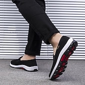 Недорогие Туфли-слипоны для повседневной носки-Мужские черные повседневные кроссовки без шнурков, легкие, дышащие, удобные для ходьбы, подходят для повседневной носки, путешествий, поездок на работу, отдыха на природе, мероприятий в выходные дни и занятий спортом в повседневном стиле.