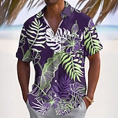 economico Piante tropicali-Per uomo Foglia di palma Palma di Cocco Piante Tropicali Camicia hawaiana estiva Camicia con Bottoni Camicia Aloha Manica Corta Hawaiano Vacanza Estate Primavera Collo ripiegato Stampa 3D camicie con