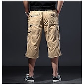 abordables Clásico-Hombre Pantalones tipo cargo Pantalón Corto Cargo Pantalón corto Pantalones cortos casuales Bolsillo Cintura elástica Plano Medio corto Casual Exterior Ropa de calle Moda Ropa de calle Negro Caqui