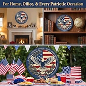 olcso Az Egyesült Államok 250. évfordulója-Az USA 250. évfordulójára készült fa ajtótábla – 30 cm-es kerek, fából készült tornácdísz kopasz sassal és zászlóval, hazafias július 4-i dekoráció, 1776–2026 közötti függetlenség napja
