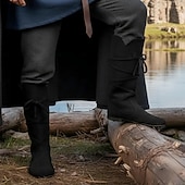 abordables Calzado-Retro Antiguo Medieval Renacimiento Zapatos Botas Caballero Vikingo Cruzado Disfraz Hombre Vikingo Pirata Víspera de Todos los Santos Carnaval Mascarada Rendimiento LARP Feria Ren Adulto Zapatos