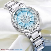 cheap Quartz Watches-A Niche Luxury Women's Watch with A Rotatable Artificial Zirconia Diamond Inlaid Dial, Ceramic Strap, and Stainless Steel Case. It Is The Best Gift Choice for Women's Birthdays, Holidays, and Annivers