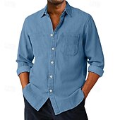 economico camicia da uomo con bottoni-Camicia da Uomo SoftFade™ Camicia Casual Camicia Button Up Camicia Cargo Camicia Acid Wash Rossa Manica Lunga Piana Colletto Quotidiano Abbigliamento Esterno Moda Moderna Casual Comfort
