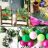 Χαμηλού Κόστους Τεχνητά Φυτά &amp; Πράσινο-12/24 τεμάχια τεχνητά τροπικά φύλλα φοίνικα με μίσχους, υψηλής ποιότητας, ανθεκτικά στο ξεθώριασμα τεχνητά φυτά για διακόσμηση σπιτιού, διακοσμήσεις γάμου, είδη πάρτι Χαβάης, εορταστικές παρουσιάσεις,