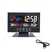 cheap Testers &amp; Detectors-Intelligent Multi-function Voice-controlled Digital Weather Clock With Backlight, Temperature And Humidity Measurement, Weather Forecast, Electronic Clock, And Alarm Clock